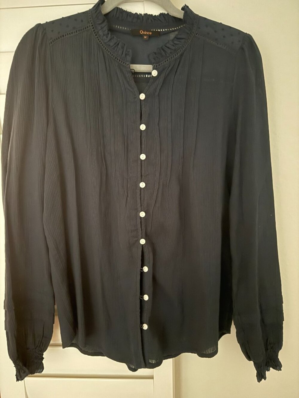 Quince Organic Textured Cotton Peasant Blouse